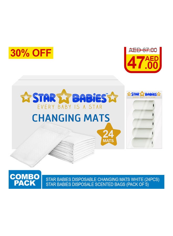 Pack Of 24 Disposable Changing Mats With 5-Piece Scented Bags