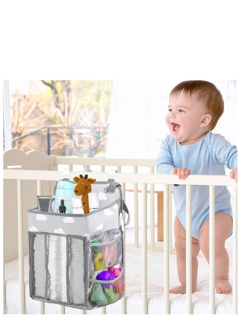 Nursery Organisers Crib Nappy Organiser Hanging Diaper Caddy Stacker Organizer Holder Beside Storage Bag for Toys Diaper Nappies Towels Clothes