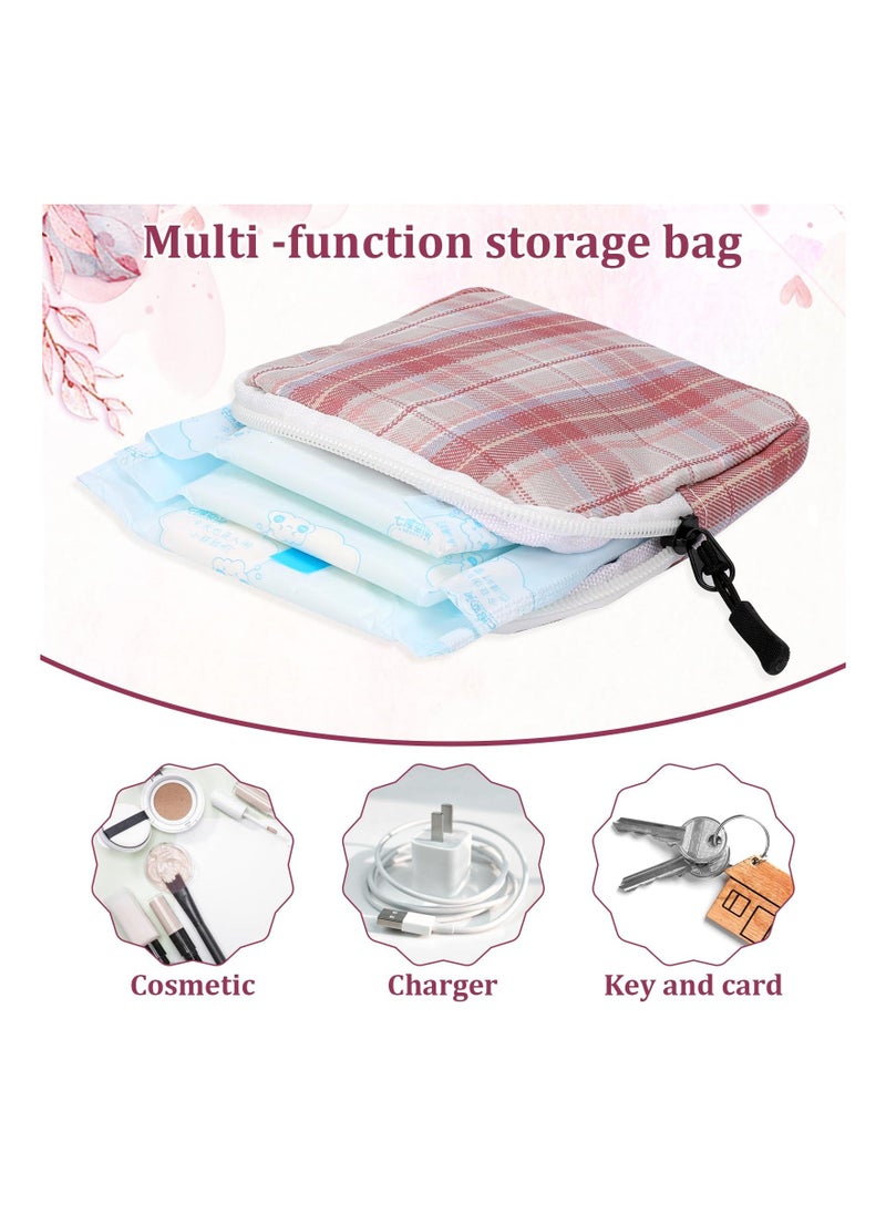 3 Pcs Sanitary Napkin Storage Bag, Period Pouch, Period Bag, Lattice Feminine Menstrual Pad Tampon Storage Pouch, Portable Sanitary Pads Pouches First Period Bag for Teen Girls Women Ladies