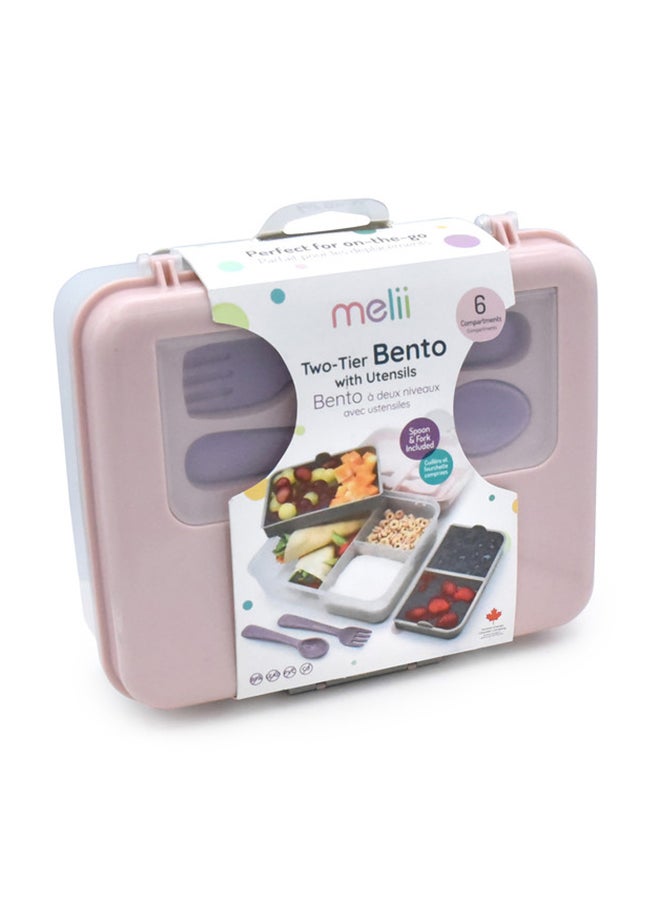 2 Tier Bento Lunch Box, Pink