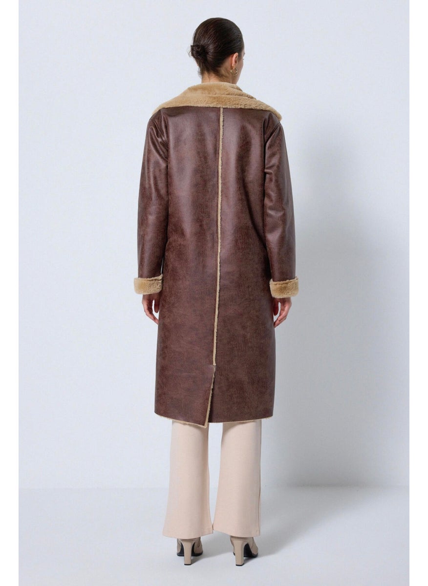 Long Leather Look Coat