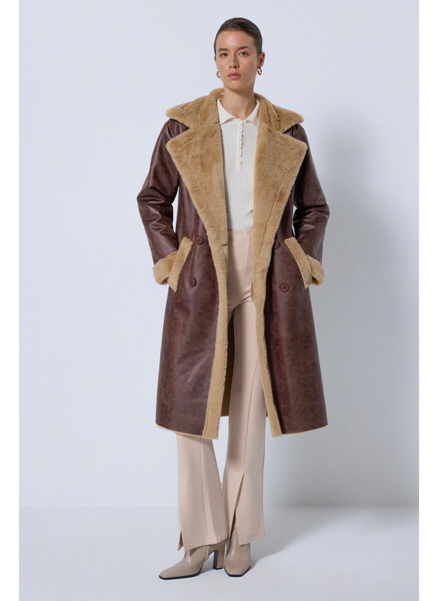 Long Leather Look Coat