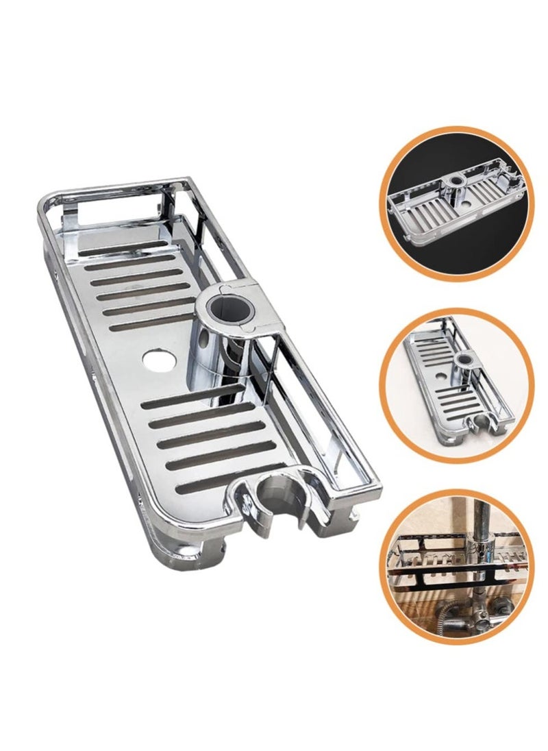 Direct Shower Caddy Shelf for Slide Bar Shower Caddy No Drilling Shower Shelf Caddy Bath Organiser with Buckle and Shower Head Hook Rustproof Storage Rack for 22mm-25mm Shower Rail Silver