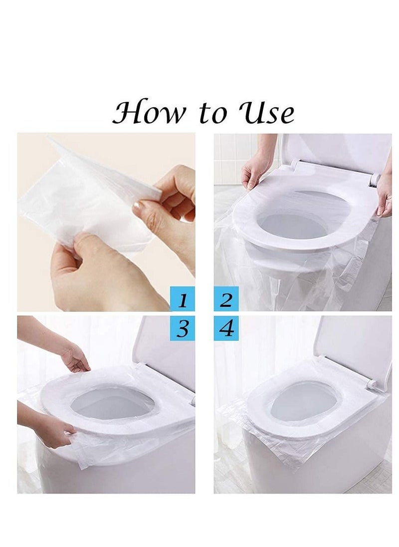 50 Pack Disposable Plastic Toilet Seat Cover Waterproof and Non Slip Individually Wrapped for Travel Perfect for Potty Training