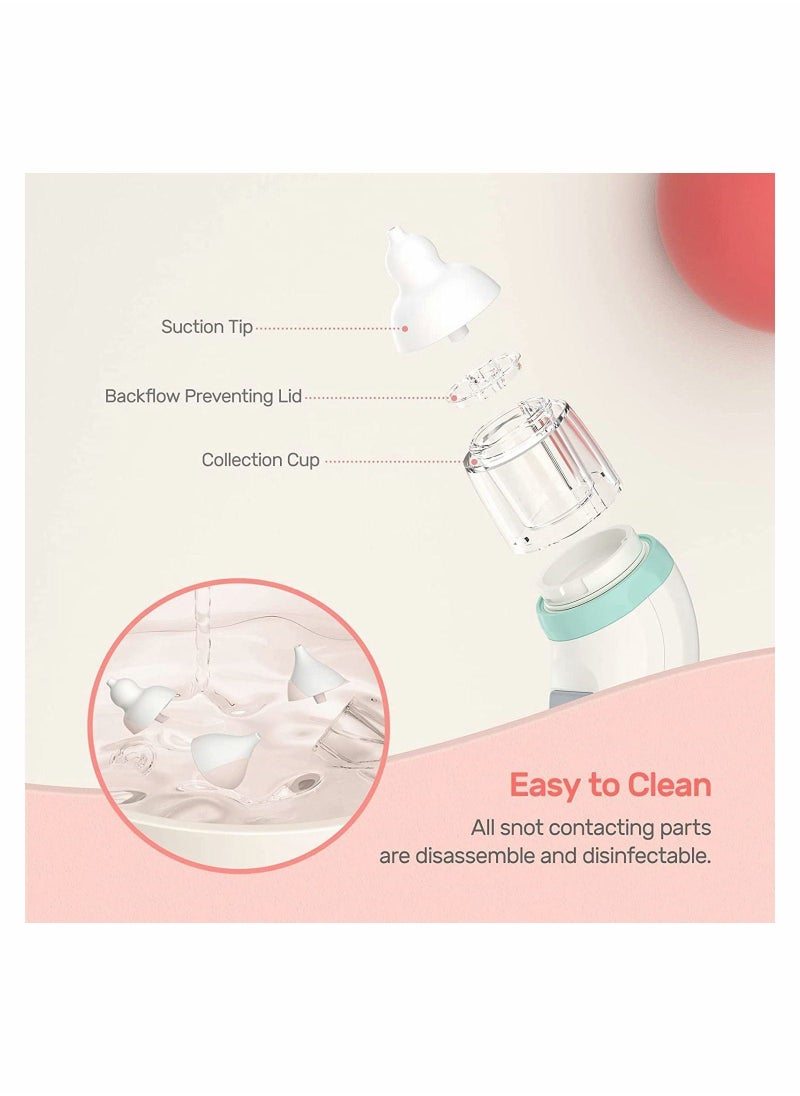 Baby Nasal Aspirator With 3Pcs Silicone Nose Tips, 5 Levels, Music and Light Soothing Function Rechargeable Portable For Newborns Toddlers Clear Nasal Congestion