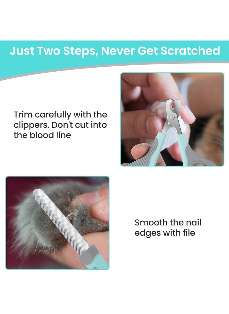 Cat Nail Clipper, Professional Stainless-Steel Claw Clipper Trimmer with Nail File, Cat Claw Clippers, Pet Nail Clippers Trimmer for Cats, Kittens, Hamster, Rabbits, Birds, & Small Breed Animals