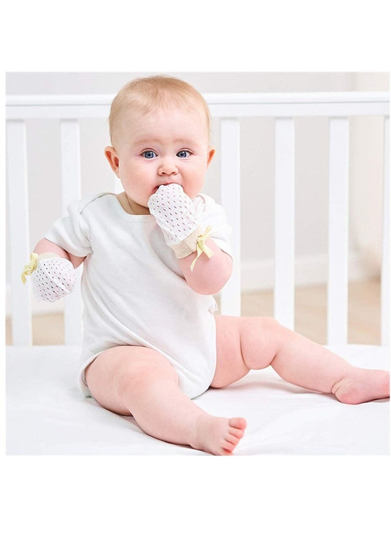 Baby Stretch Gloves 4 Pairs Anti Scratch Face Adjustable Gloves Ice Silk Gloves Mesh Breathable Drawstring Newborn Toddler Gloves for Newborns From 0 to 12 Months