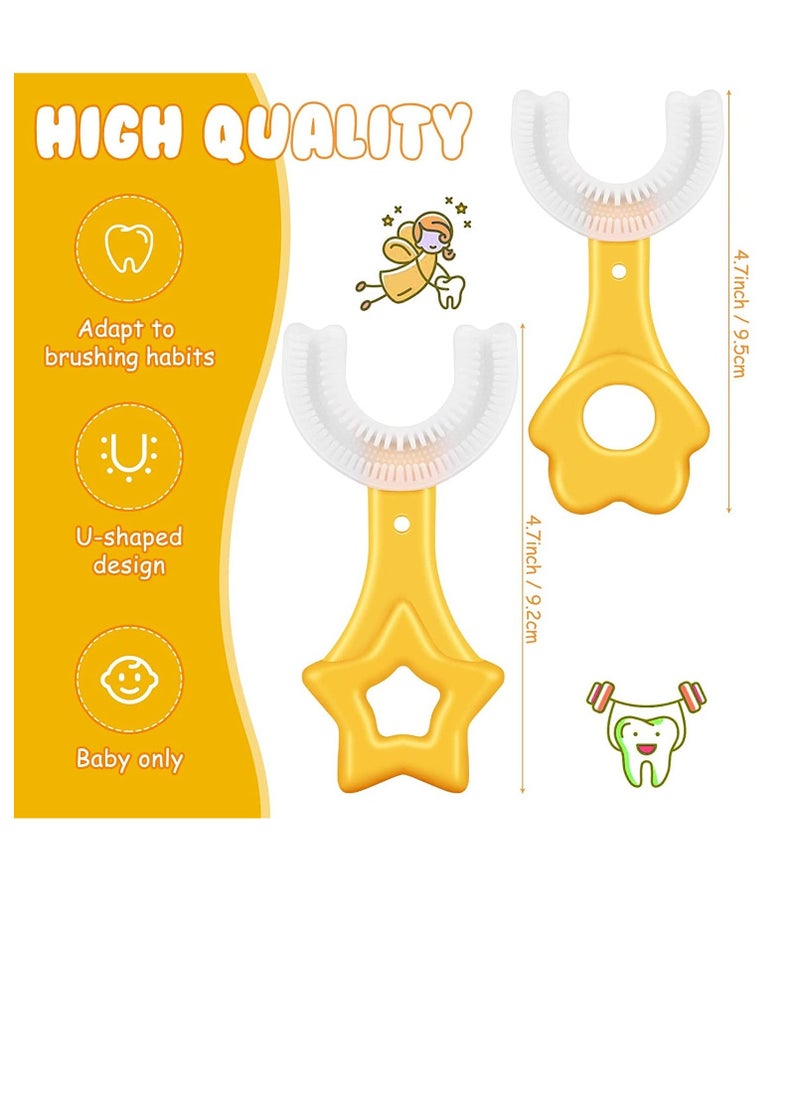 Kids U-Shaped Toothbrush Set, 4 Pcs Soft Brush Head for Toddlers, 360° Oral Cleaning Tool, Safe Material, Dense Soft Bristles, Easy to Hold, Encourages Kids to Enjoy Brushing