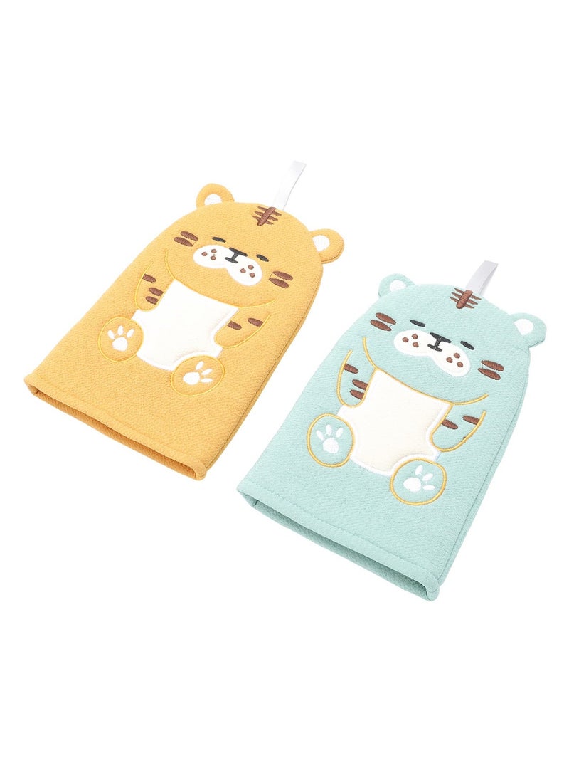 2Pcs Animal Style Baby Bath Mitts Washcloths for Toddlers and Kids, Soft and Gentle Cleaning Gloves for Bath Time