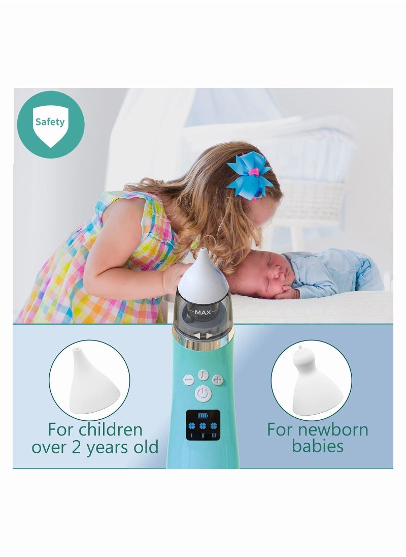 Baby Nasal Aspirator, Electric Nose Suction with 4 Silicone Nose Tips for Infants with 3 Levels of Suction&Music Soothing Function Rechargeable Portable for Newborns, Toddlers, Clear Nasal Congestion