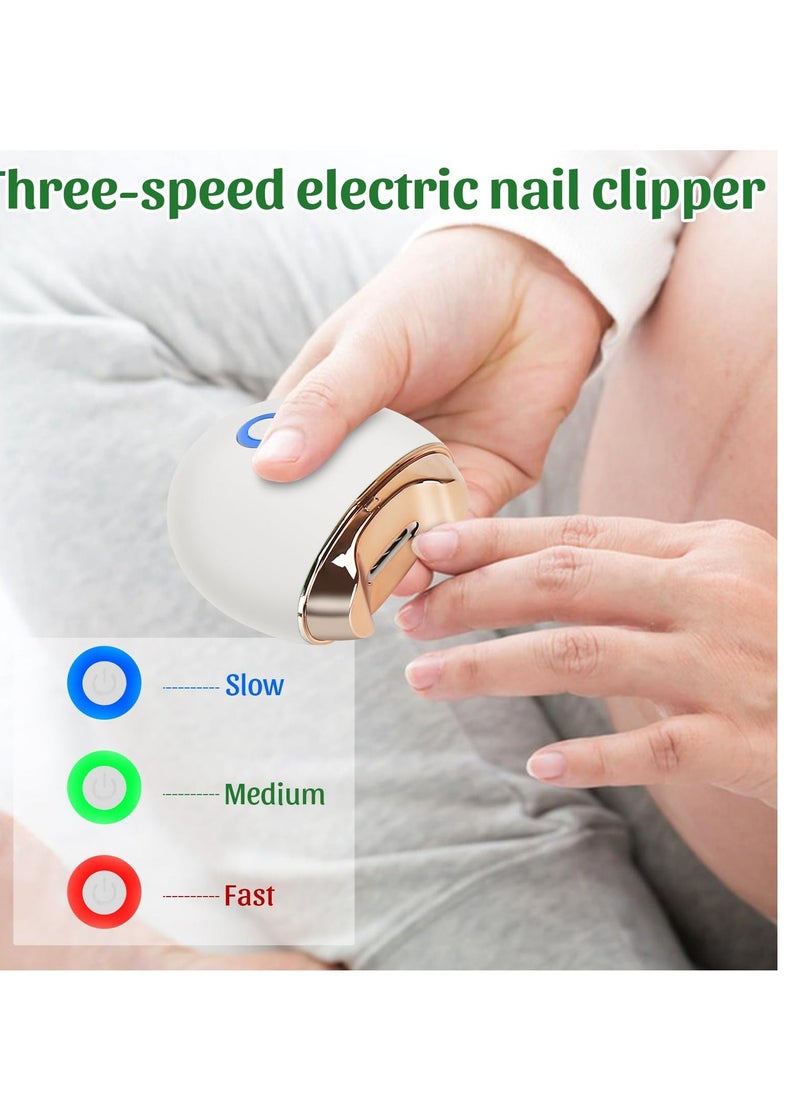 Electric Nail Clipper, Fingernail Cutter and File 2 in 1 Design, with Nail Scraps Storage/Brush, USB Rechargeable Safety Fingernail Trimmer for Baby, Kids, Seniors, Caregivers, Manicure Tool