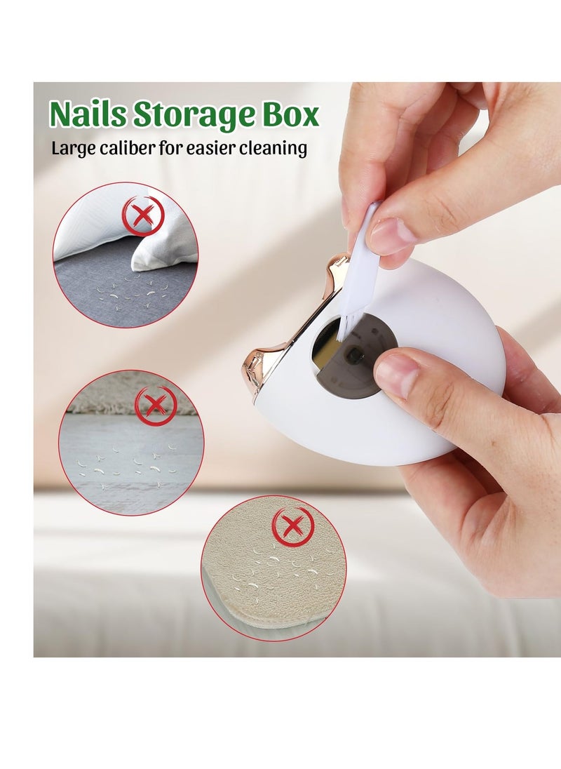 Electric Nail Clipper, Fingernail Cutter and File 2 in 1 Design, with Nail Scraps Storage/Brush, USB Rechargeable Safety Fingernail Trimmer for Baby, Kids, Seniors, Caregivers, Manicure Tool