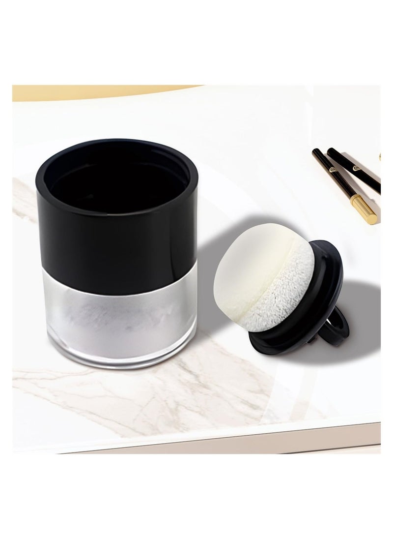 4Pcs 8.5 Gram Plastic Powder Case Plastic Loose Powder Container, Face Powder Travel Powder Container with Sifter Black Lid and Powder Puff for Blusher Makeup Loose Powder