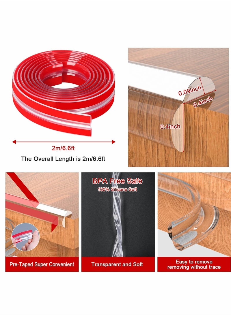 Baby Proofing, KASTWAVE Edge Protector Strip Clear, Silicone Soft Corner Protectors with Upgraded Pre-Taped Strong Adhesive, 6.6ft Edge Protectors for Cabinets, Tables, Drawers
