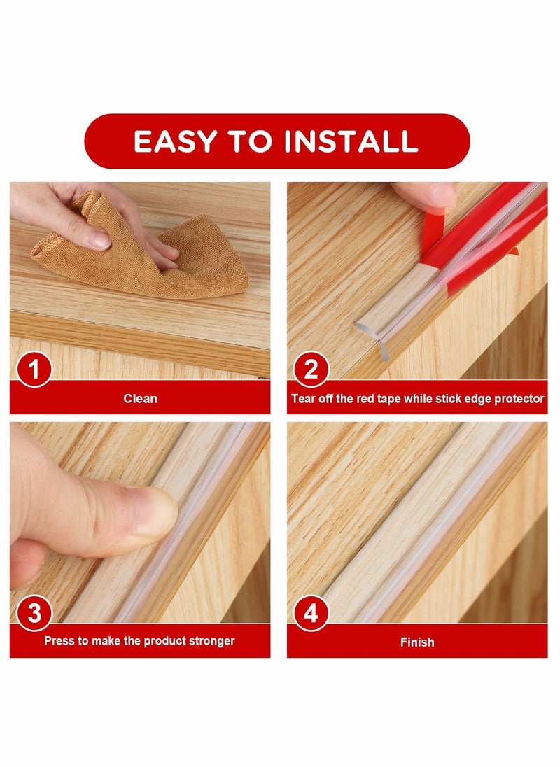 Baby Proofing, KASTWAVE Edge Protector Strip Clear, Silicone Soft Corner Protectors with Upgraded Pre-Taped Strong Adhesive, 6.6ft Edge Protectors for Cabinets, Tables, Drawers