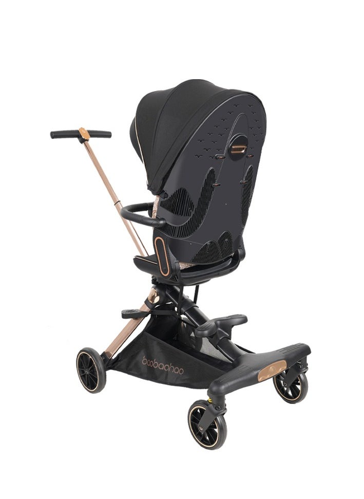 Lightweight Reversible Stroller with One-Hand Fold, Adjustable Reclining Seat, Retractable Footrest, Electroplated Push Handle, EN1888 Certified, Full Coverage Leather Canopy, and Extra Cushioned Comfort for Baby