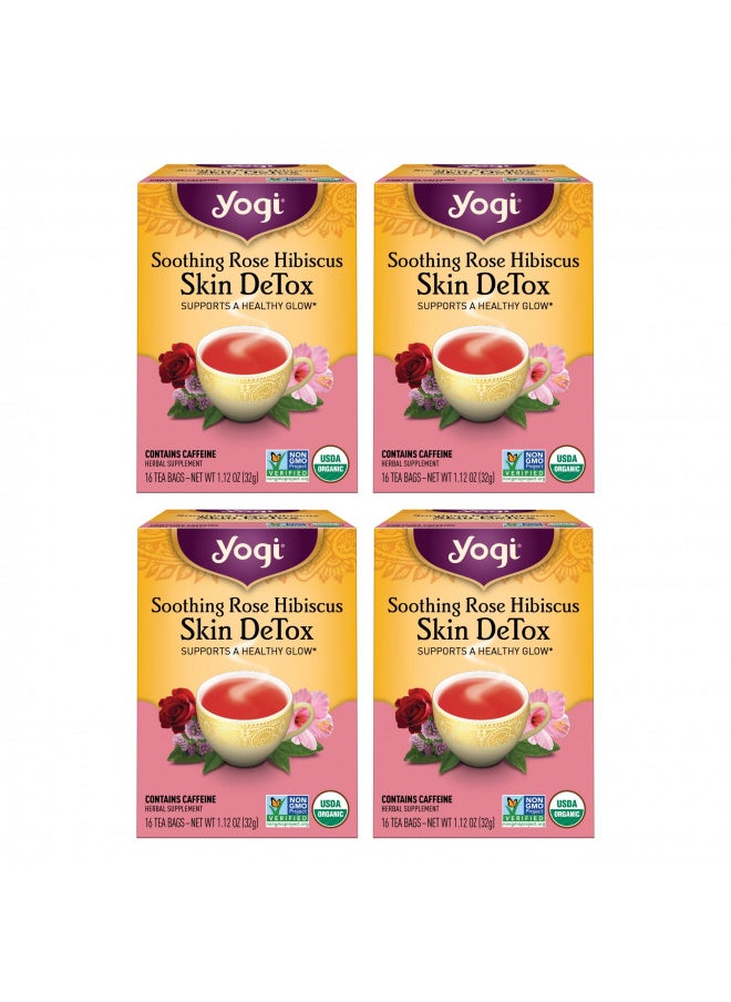 Yogi Tea Soothing Rose Hibiscus Skin DeTox Tea - 16 Tea Bags per Pack (6 Packs) - Organic DeTox Tea to Support Skin Health - Includes Green Tea Leaf, Rose Petal, Honeybush Leaf, Hibiscus & More