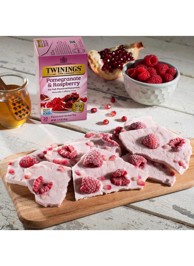 Twinings Pomegranate & Raspberry Tea - Naturally Caffeine-Free Herbal Tea Bags Individually Wrapped, 20 Count (Pack of 2)