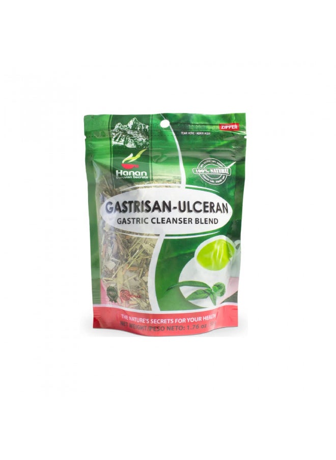 Hanan Peruvian Secrets Gastrisan-Ulceran Herbal Tea | 100% Natural Gastric Cleanser | 1.76oz / 50g Loose Leaf Bag | Naturally Cleanses Digestive Tract and Relieves Stomach Discomfort (Single Pack)