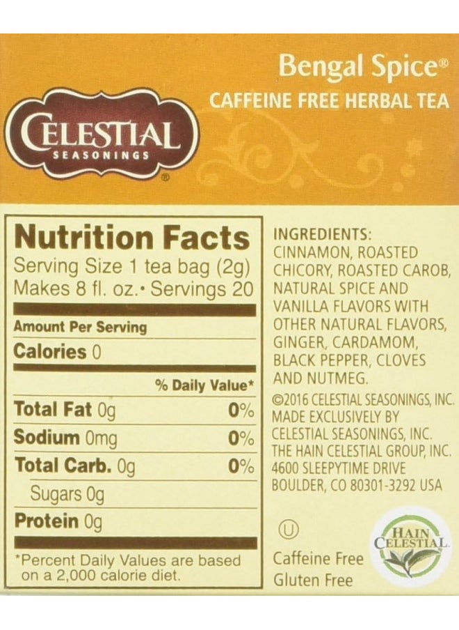 Celestial Seasonings Herbal Tea - Bengal Spice - Caffeine Free - 20 Count (Pack of 6)