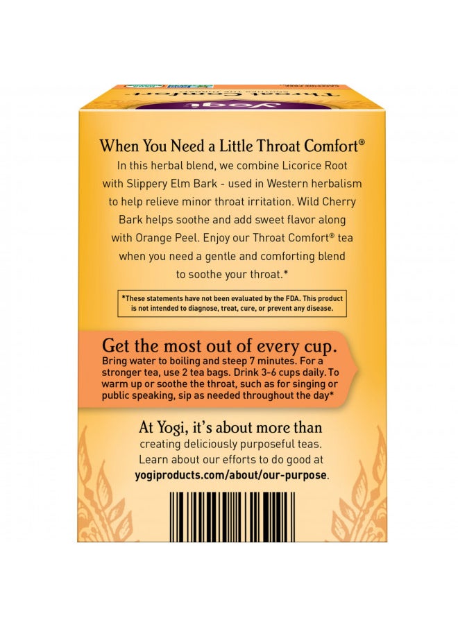 Yogi Tea - Throat Comfort (6 Pack) - Soothes the Throat with Wild Cherry Bark, Licorice Root, Mullein, and Ginger - Caffeine Free - 96 Organic Herbal Tea Bags