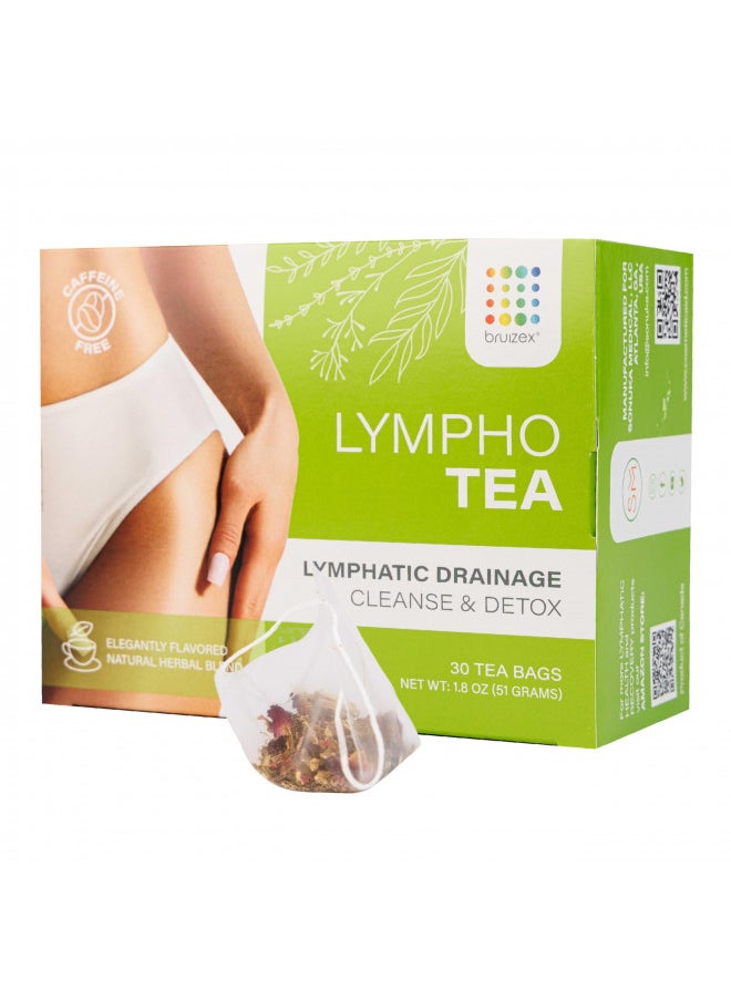 Lymphatic Natural Herbal Tea, Lymphatic Drainage Cleanse & Detox, Ginger Blend for Lymphatic System Health, Post Surgery Recovery Liposuction, BBL, Tummy Tuck, Lipedema & Lymphedema, 30-Pack