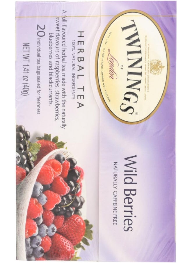 Twinings of London Wild Berries Herbal Tea Bags, 20 Count