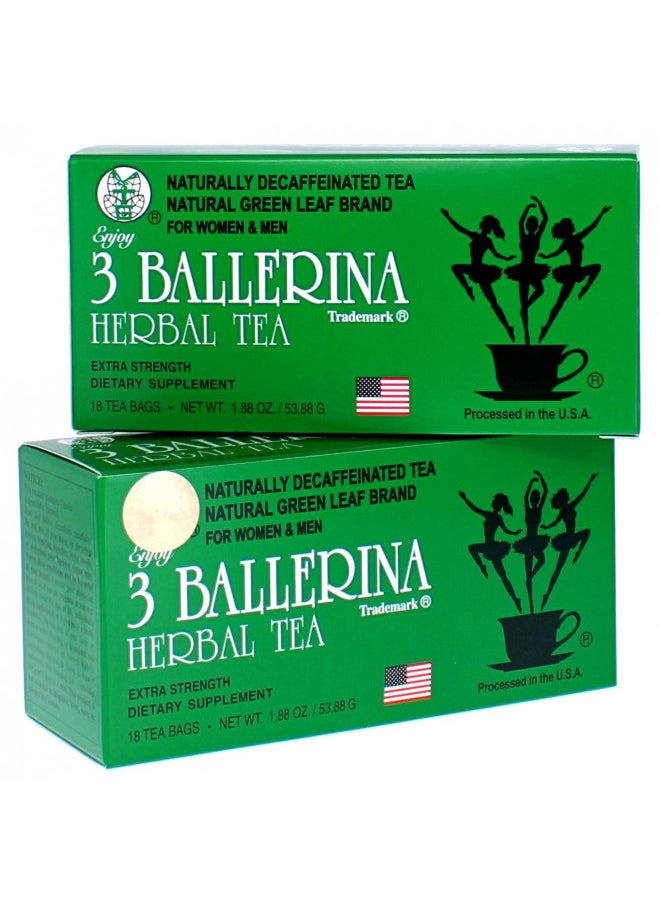 3 Ballerina Tea Dieters Extra Strength 18 Tea Bags, drink, 36 Count, (Pack of 2)