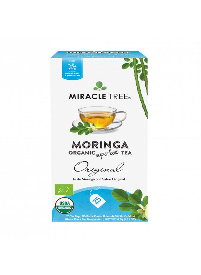 Miracle Tree - Organic Moringa Superfood Tea, 25 Individually Sealed Tea Bags, Original (Keto, Detox, Energy & Immunity Booster, Vegan, Gluten-Free, Organic, Non-GMO, Caffeine-Free)