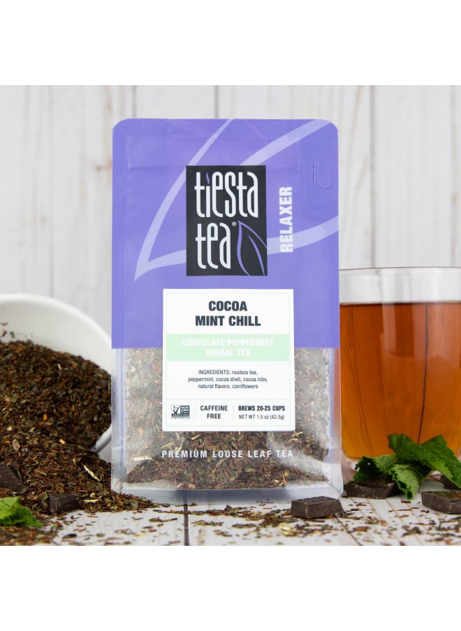 Tiesta Tea - Cocoa Mint Chill, Loose Leaf Chocolate Peppermint Herbal Tea, No Caffeine, Hot & Iced Tea, 1.5 oz Pouch - 25 Cups, Natural Flavors, Stress Relief, Herbal Tea Loose Leaf