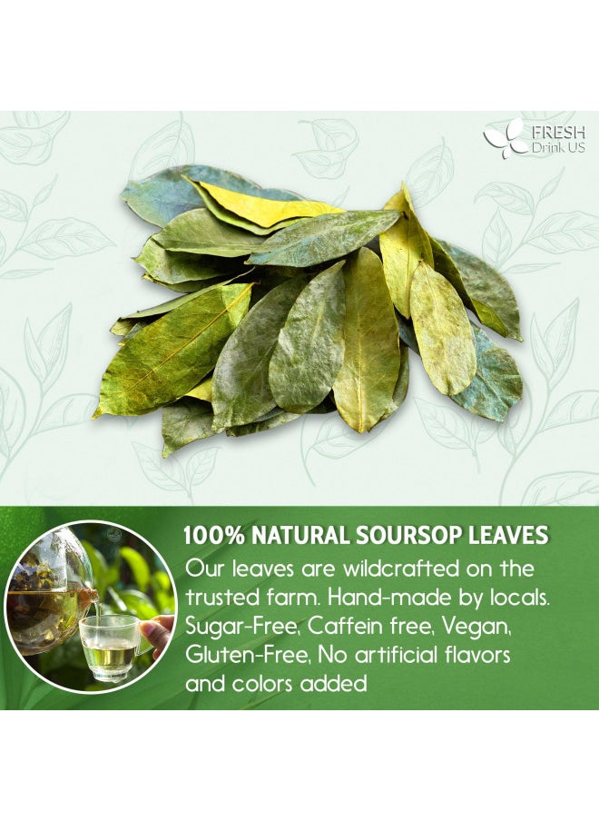 120+ Premium Soursop Graviola Dried Leaves, 120-130 Natural Leaves, Whole Soursop Leaves, Wildcrafted, Graviola, Soursop, Hoja Guanabana, Soursop Loose Leaf Herbal Tea, No Gluten, Vegan