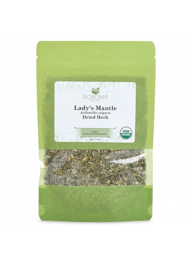 Biokoma Pure and Organic Lady's Mantle Dried Herb 50g (1.76oz) In Resealable Moisture Proof Pouch, USDA Certified Organic - Herbal Tea, No Additives, No Preservatives, No GMO