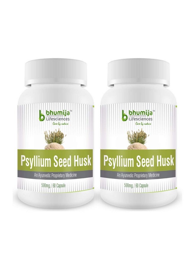 Psyllium Husk Capsules (Isabgol) Pack Of 2, 60 Capsules Each | Natural Ingredients | For Cholesterol, Blood Sugar, Constipation