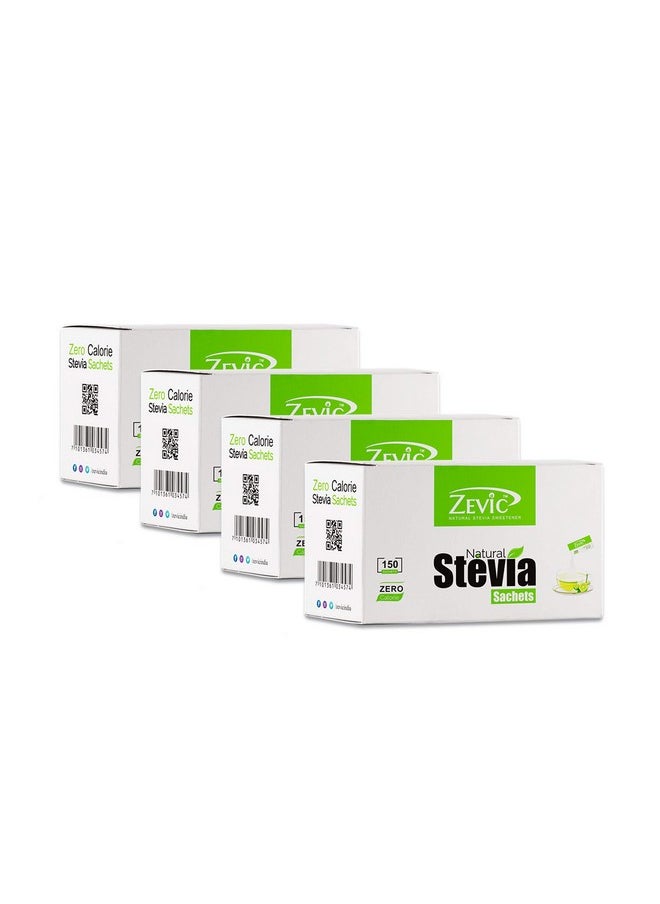 Sugarfree 100% Natural Stevia Zero Calorie Sachets (150 * 4) - 600, Super Saver Pack