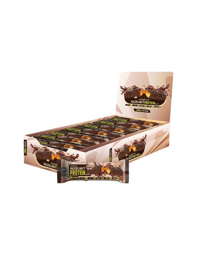 Hazelnut Protein Bar, Chocolate Caramel, Box of 18 Bars, Veggie