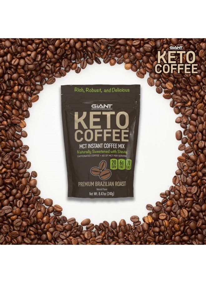 Giant Sports Keto Coffee, Instant Ketogenic Coffee beverage powder mix, 6g of MCT Oil powder per serving, Naturally Sweetened, Sugar Free, 20 Servings