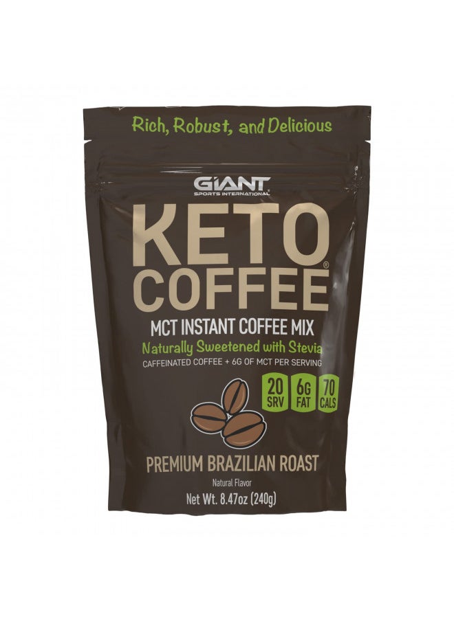 Giant Sports Keto Coffee, Instant Ketogenic Coffee beverage powder mix, 6g of MCT Oil powder per serving, Naturally Sweetened, Sugar Free, 20 Servings