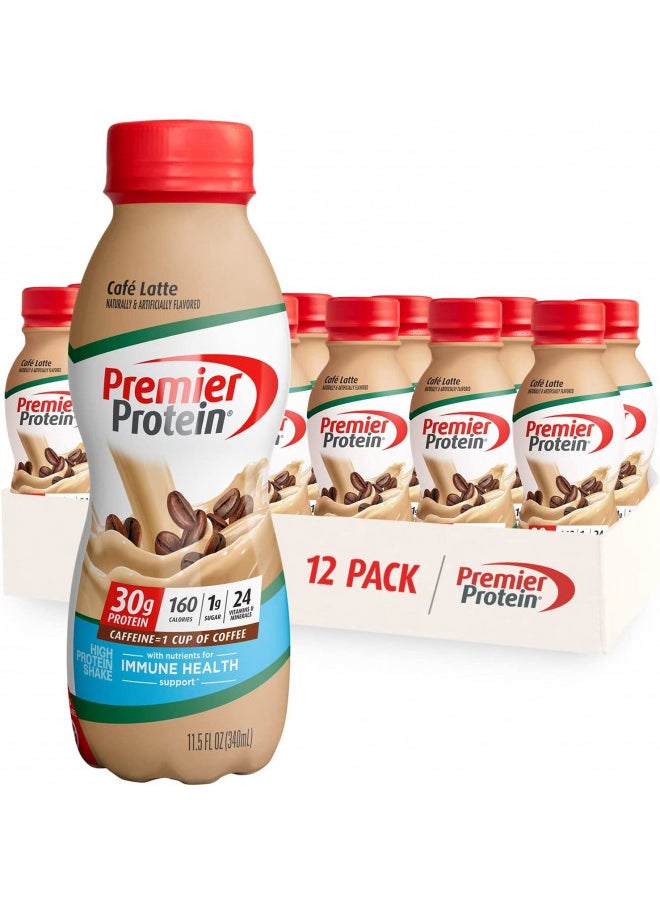 Premier Protein Shake, Café Latte, 30g Protein, 1g Sugar, 24 Vitamins & Minerals, Nutrients to Support Immune Health 11.5 fl oz, 12 Pack