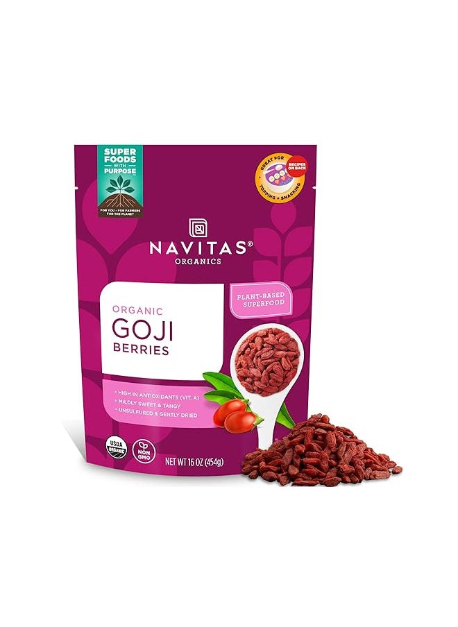 Navitas Organics Goji Berries, 16 oz. Bag, 15 Servings Organic, Non-GMO, Sun-Dried, Sulfite-Free