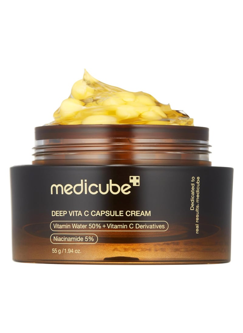 Medicube Deep Vitamin C Golden Capsule Face Moisturizer - Liposome Capsules For Wrinkles, Skin Radiance - Transparent Gel for Glow Hydration - Korean Skin Care 1.94 oz