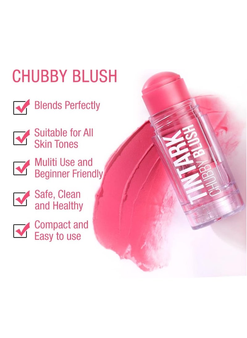 Chubby Blush Stick Makeup Peach Blushers for Cheeks Make up Pink Coral Cream Blushes Stick Natural Looking 3 in 1 Face Tint Blush Matte Talc Free 01