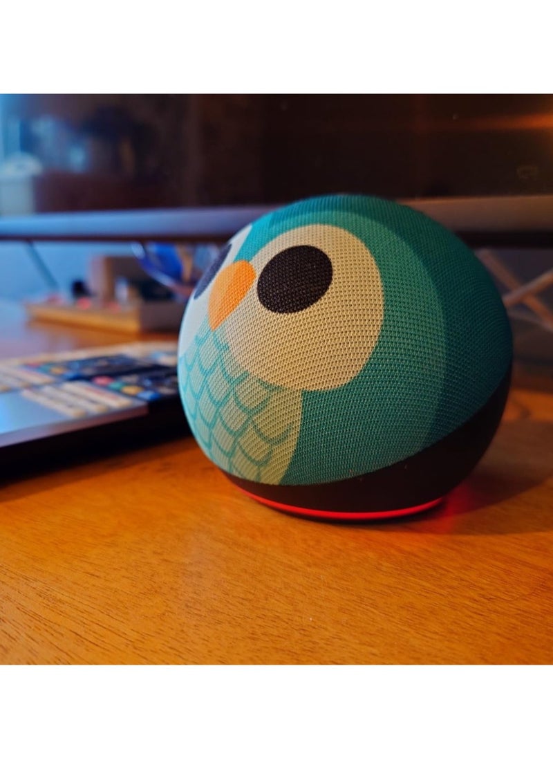 Echo Dot Kids 5th Gen supports Alexa a new design an account equipped with a parental control system in the shape of a dragon the fifth generation a recent version(Owl)