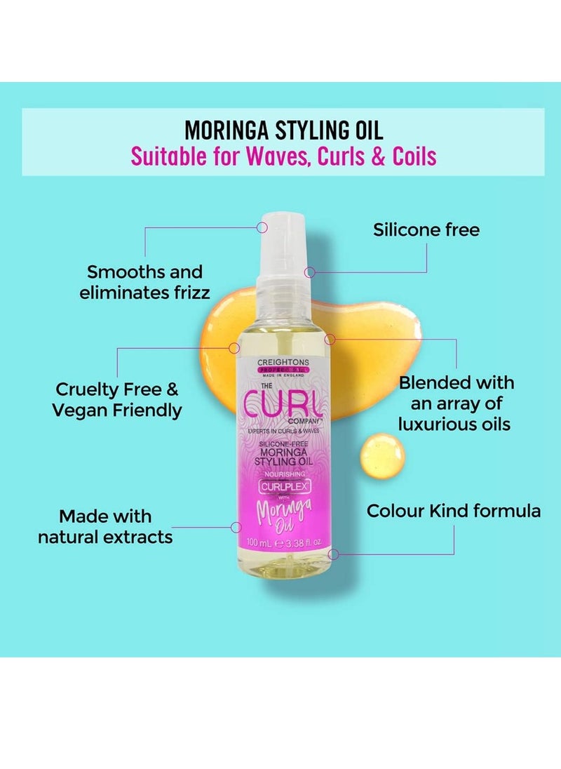 Silicone Free Moringa Styling Oil 100ml Formulated with Nourishing Moringa Oil The Experts in Curls and Waves Smooths Nourishes Hair for Hydrated Curls Coils Waves