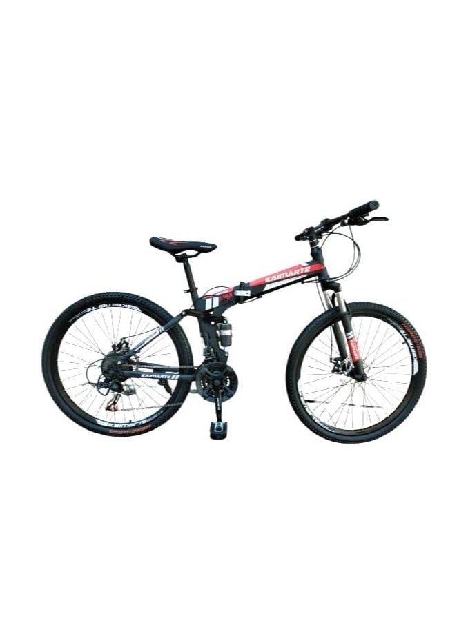 Shard Folding Bike 20 Inch, 21 Speed, Double Suspension, Spoke Wheel – Mountain Bike, red/black