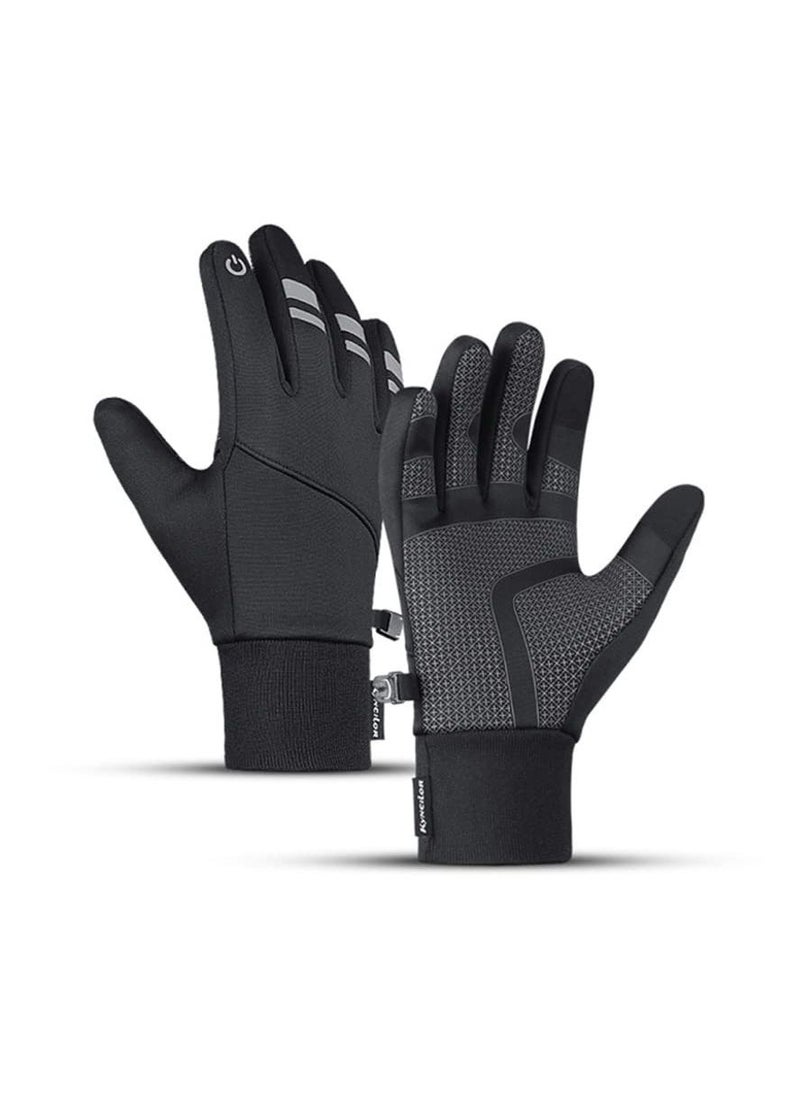 Cycling Gloves Bicycling Anti Slip Shock Absorbing Men Women Winter Three Fingers Fleece Windproof Waterproof Warm Outdoors Sport