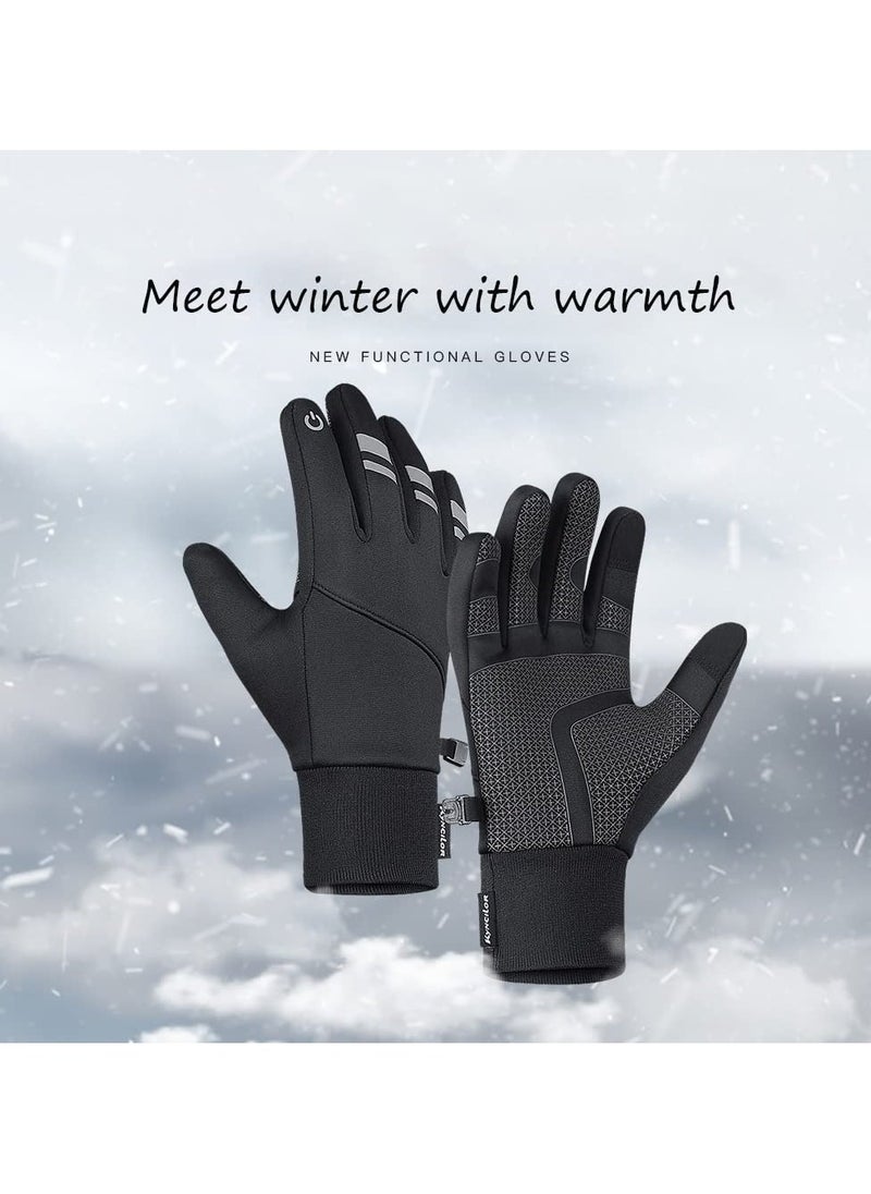 Cycling Gloves Bicycling Anti Slip Shock Absorbing Men Women Winter Three Fingers Fleece Windproof Waterproof Warm Outdoors Sport