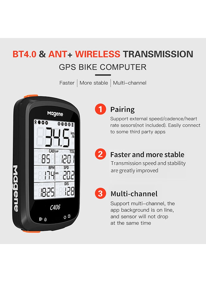 Bicycle GPS Computer Waterproof Smart Wireless ANT+ Bike Speedometer Bicycle Odometer