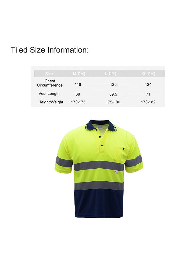 Safety Reflective Shirt High Visible Short Sleeve Pocket T-Shirt Silver Reflective Tapes Men's Moisture Wicking Safety Shirt Working Clothes