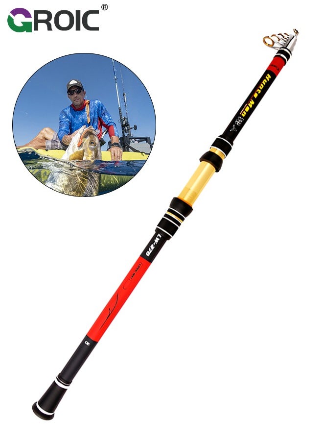 Telescopic Fishing Rod,Graphite Carbon Fiber Portable Spinning Telescopic Fishing Pole for Boat Saltwater and offshore angling,2.4m Long Cast Fishing Gear