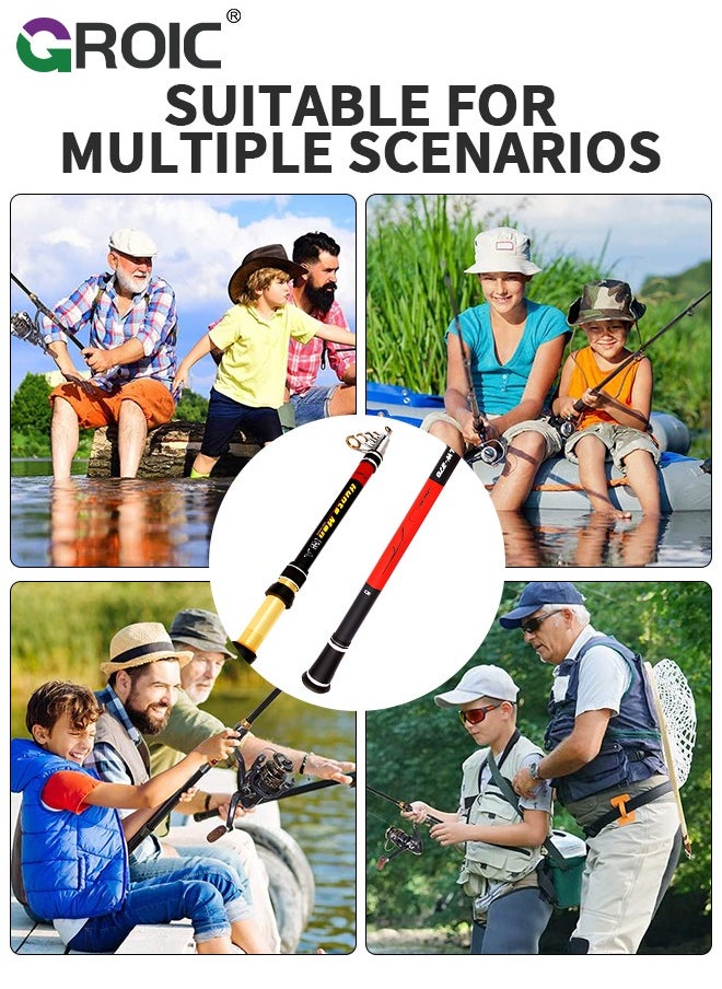 Telescopic Fishing Rod,Graphite Carbon Fiber Portable Spinning Telescopic Fishing Pole for Boat Saltwater and offshore angling,2.4m Long Cast Fishing Gear